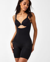SPANXsculpt™ Seamless Power Open-Bust Mid-Thigh Bodysuit | Very Black